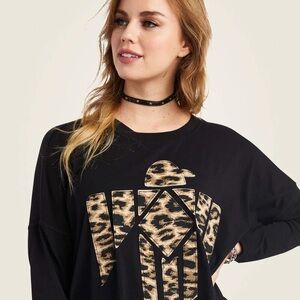Ariat Black Top with Leopard Print Design